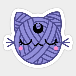 Purple Moon Cat Yarn Ball Sticker